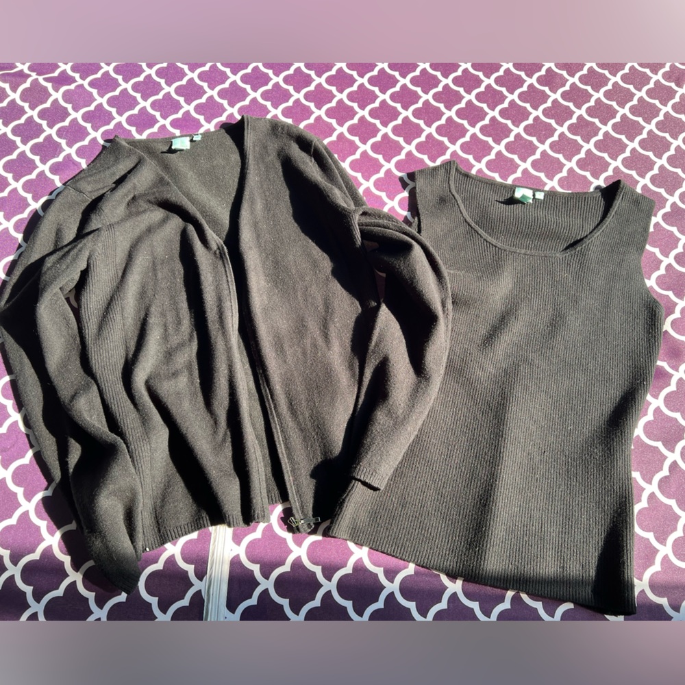 Shu Shu Black Cardigan Sweater Set